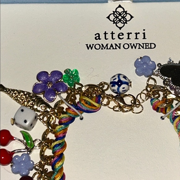 🍓 NWT Viral Atterri chunky Multicolor Ceramic & Cubic Zirconia charm Bracelet - Picture 5 of 12